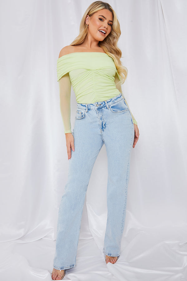 In The Style In The Style Mesh Bardot Top Green