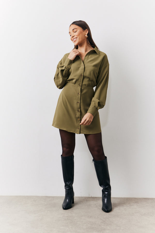 In The Style In The Style Mini Shirt Dress Khaki