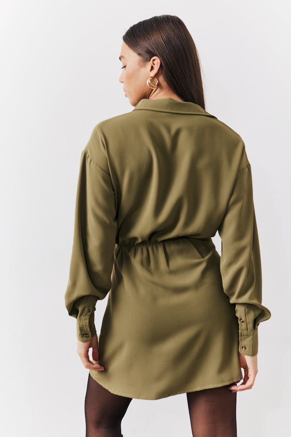 In The Style In The Style Mini Shirt Dress Khaki