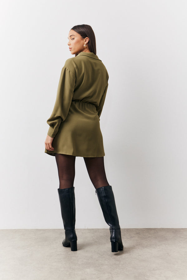 In The Style In The Style Mini Shirt Dress Khaki