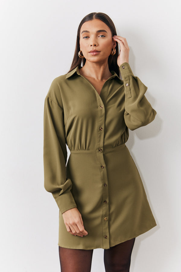 In The Style In The Style Mini Shirt Dress Khaki