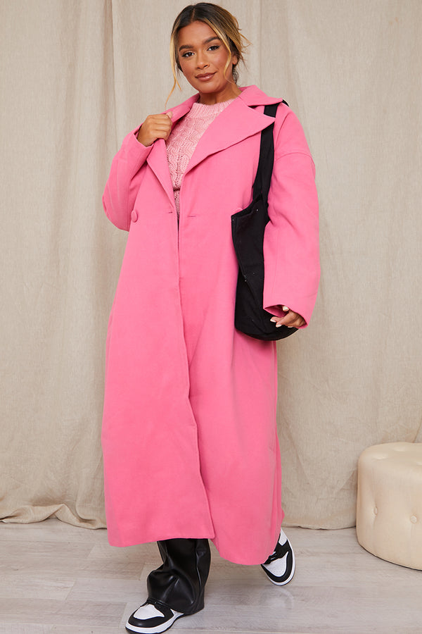 In The Style In The Style Oversized Maxi Coat Pink