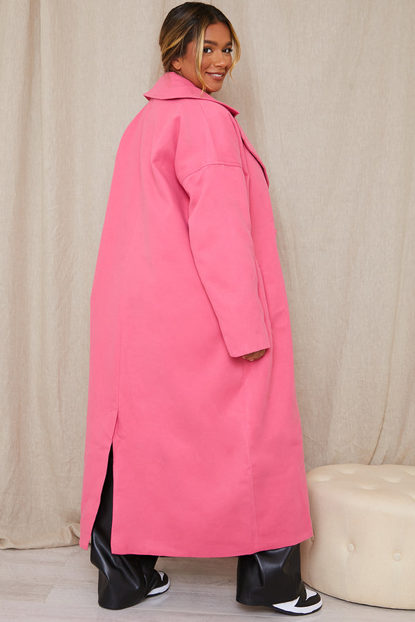 In The Style In The Style Oversized Maxi Coat Pink