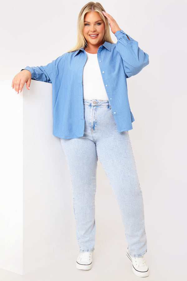 In The Style In The Style Oversized Shirt Blue