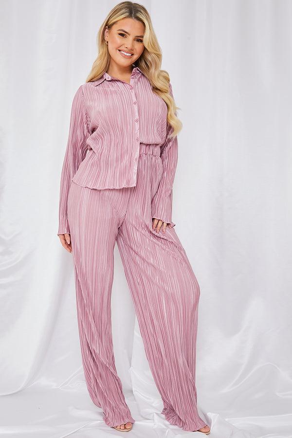 In The Style In The Style Plisse Shirt Mauve