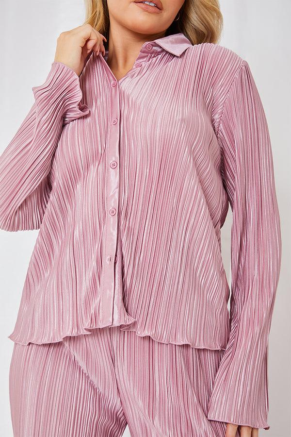 In The Style In The Style Plisse Shirt Mauve