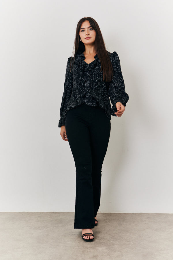 In The Style In The Style Polka Dot Blouse Black