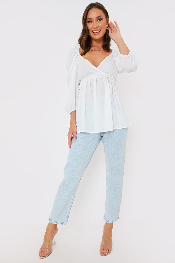 In The Style In The Style Puff Sleeve Blouse White