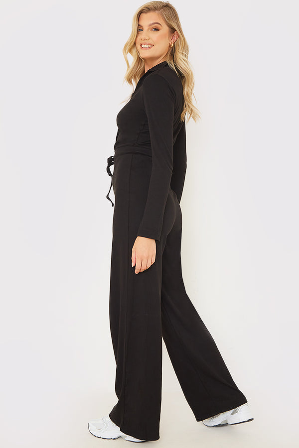 In The Style In The Style Ribbed Jumpsuit Black