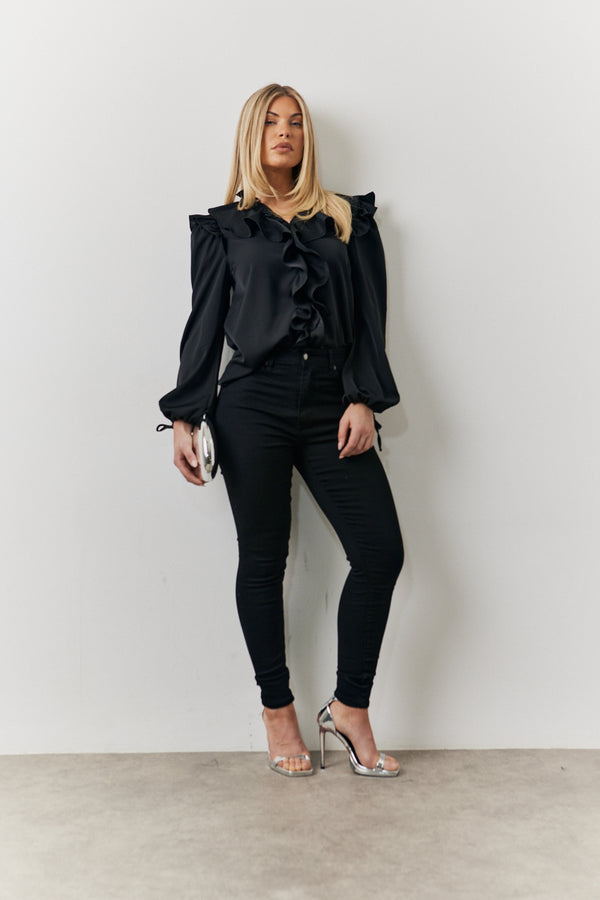 In The Style In The Style Ruffle Blouse Black