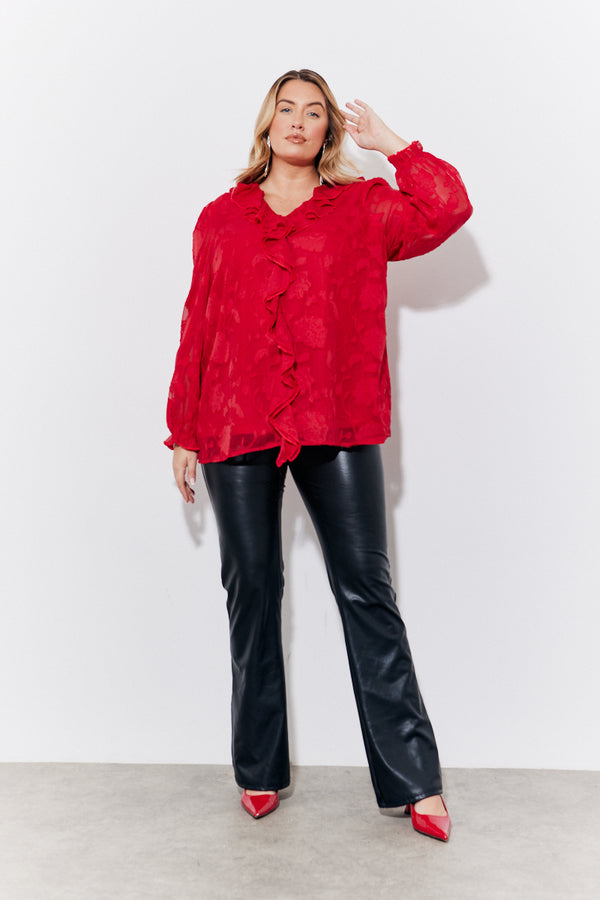 In The Style In The Style Ruffle Blouse Red
