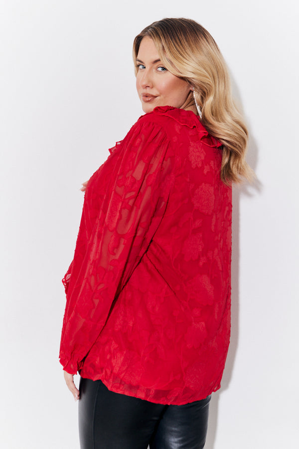 In The Style In The Style Ruffle Blouse Red