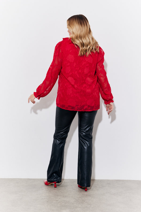 In The Style In The Style Ruffle Blouse Red