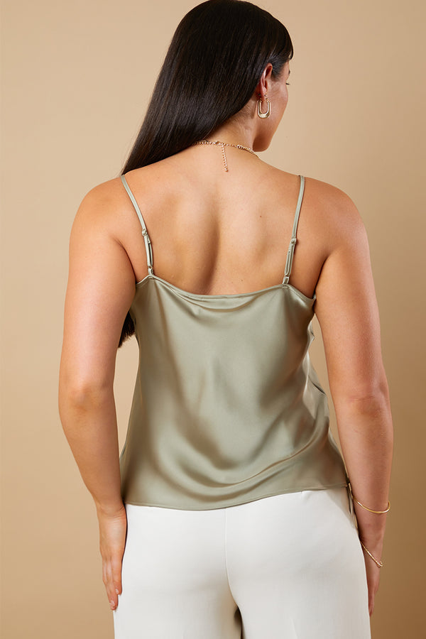 In The Style In The Style Satin Cami Top Khaki