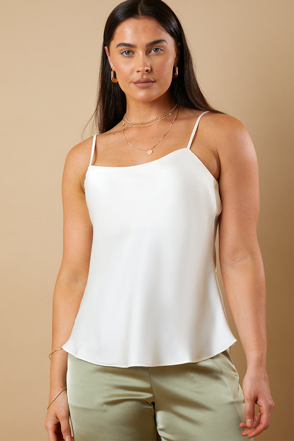 in the style In The Style Satin Cami Top Off white