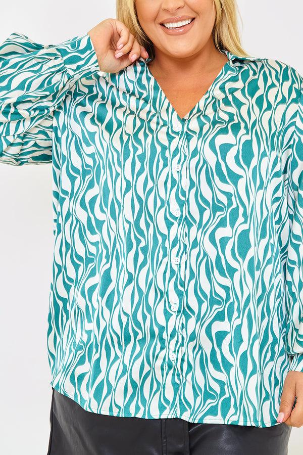 In The Style In The Style Satin Shirt Green