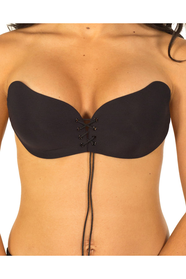 In The Style In The Style Secret Lace Up Bra Black