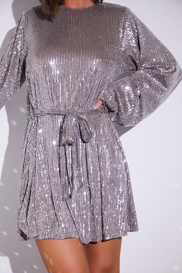 In The Style In The Style Sequin Mini Dress Grey