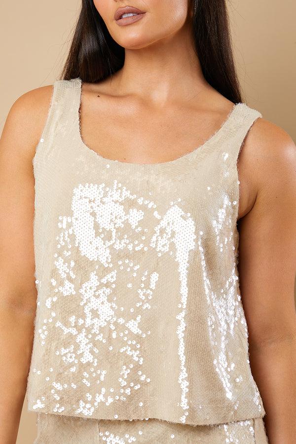 In The Style In The Style Sequin Strappy Top Nude