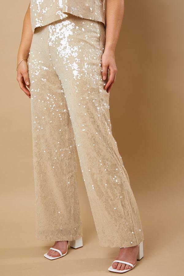 In The Style In The Style Sequin Trousers Nude