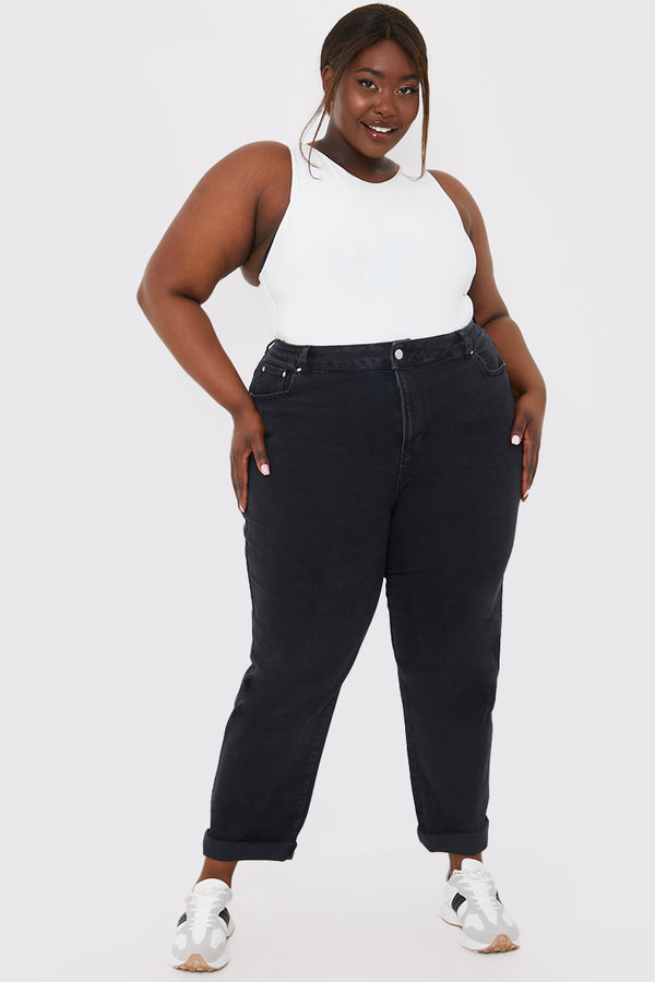In The Style In The Style Stretch Mom Jeans Black
