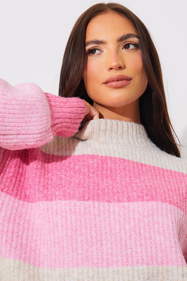 In The Style In The Style Stripe Tonal Jumper Pink