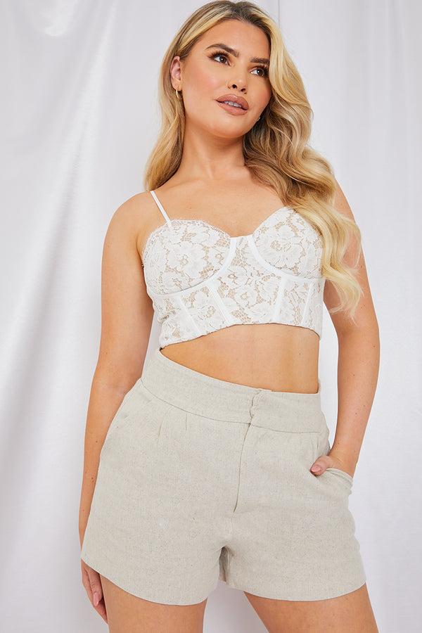 in the style In the Style Tailored Shorts Stone