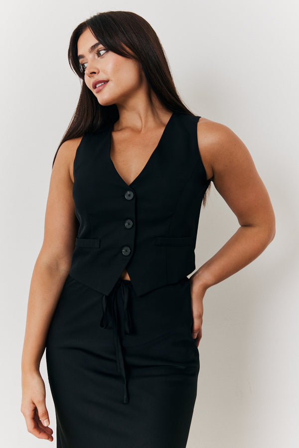 in the style In the Style Tailored Waistcoat Black