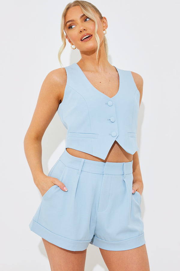 in the style In the Style Tailored Waistcoat Blue