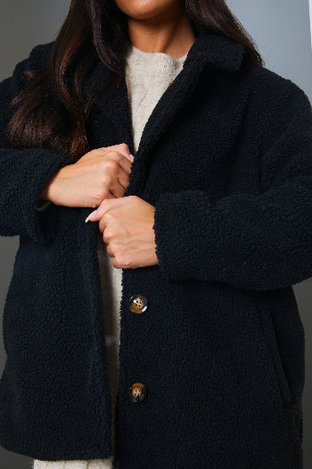 In The Style In The Style Teddy Coat Black