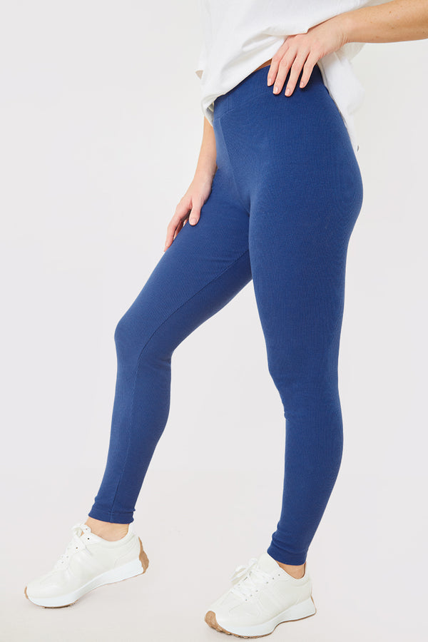 In The Style In The Style Thick Rib Leggings Navy