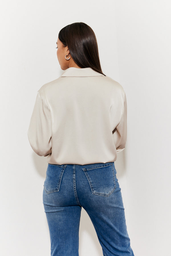 In The Style In The Style Tie Front Shirt Cream