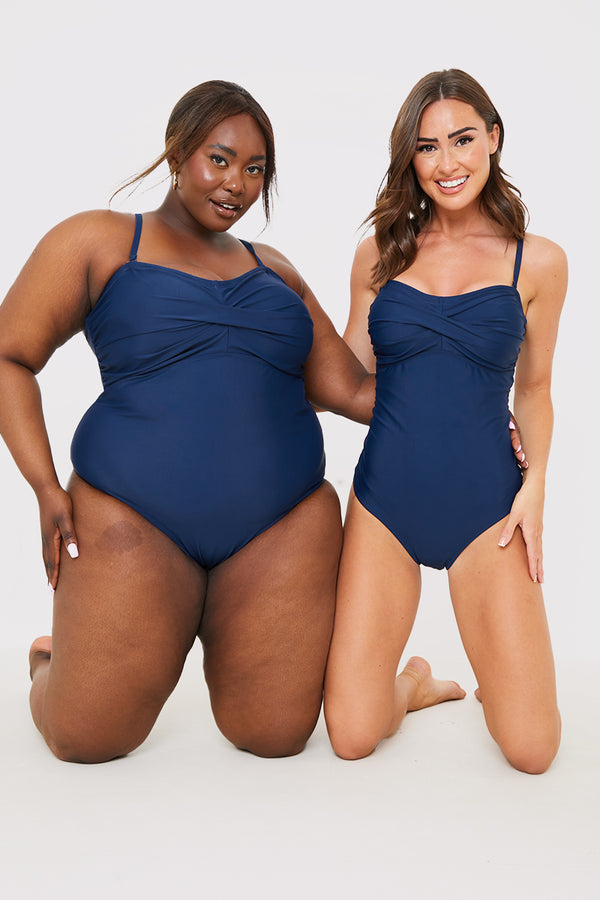 In The Style In The Style Twist Bust Swimsuit Navy
