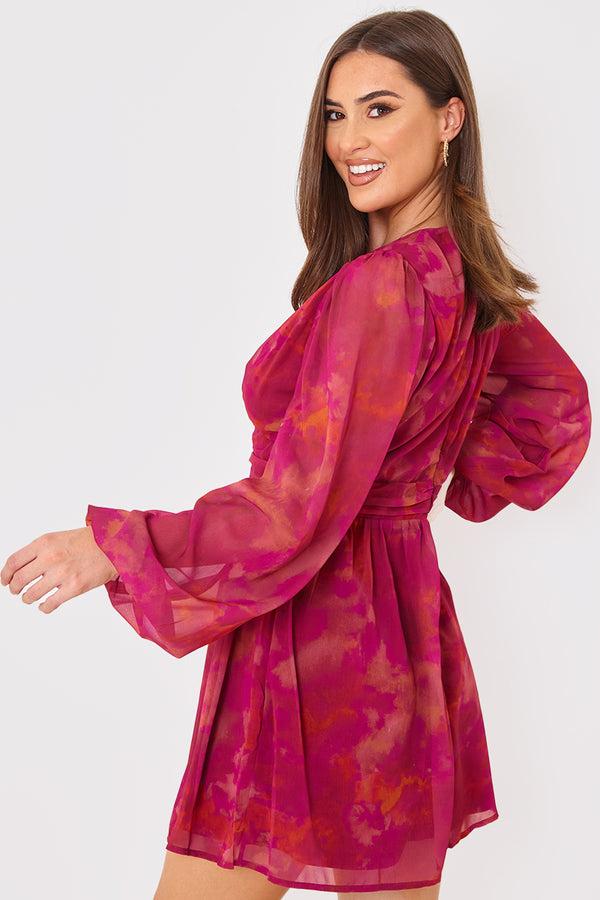 In The Style In The Style V Neck Mini Dress Pink