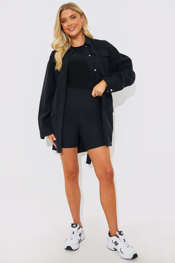 In The Style In The Style Washed Denim Shirt Black