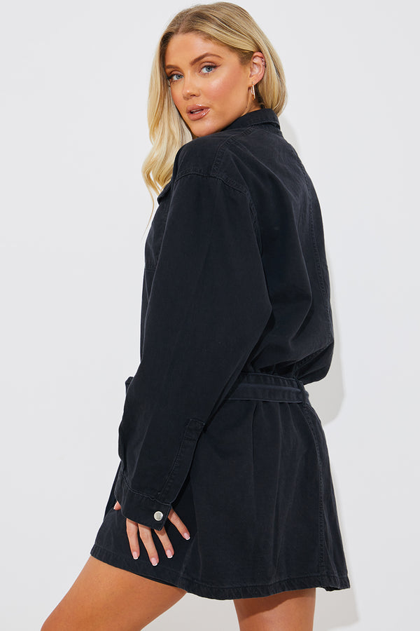 In The Style In The Style Washed Denim Shirt Black