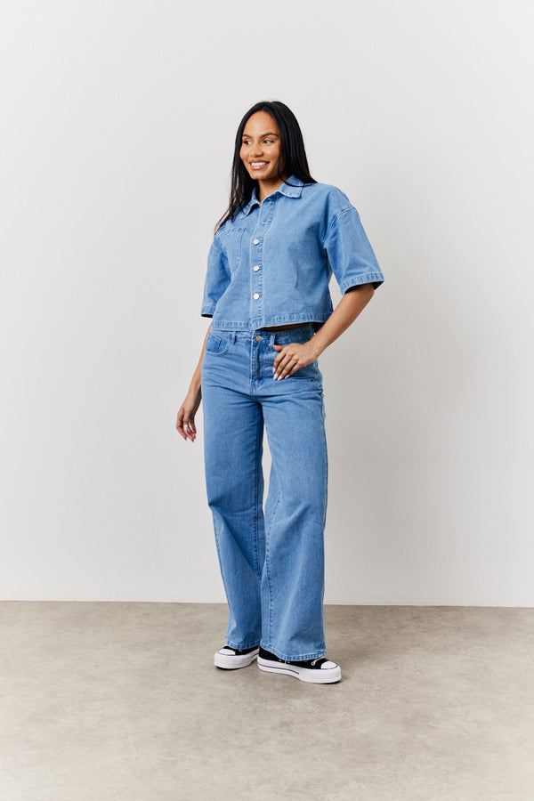 in the style In The Style Wide Leg Jeans Denim