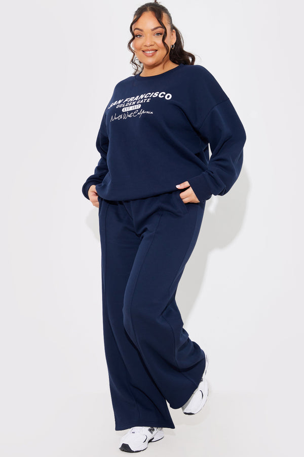 In The Style In The Style Wide Leg Joggers Navy