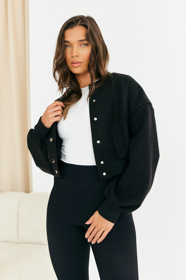 in the style In the Style Wool Bomber Black