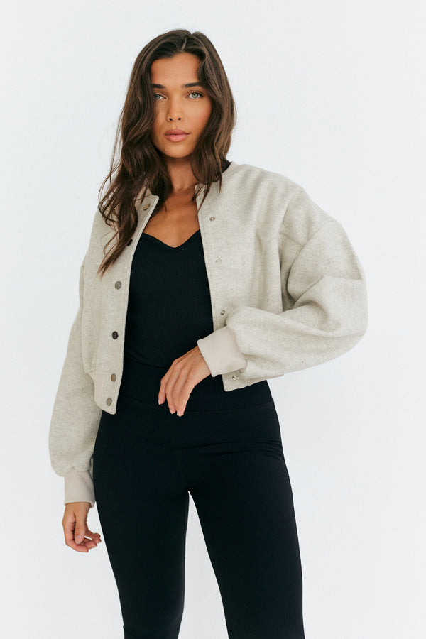 in the style In the Style Wool Bomber Stone