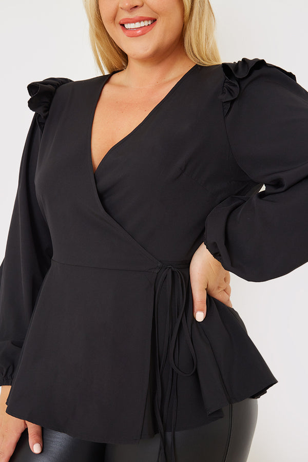 In The Style In The Style Wrap Blouse Black