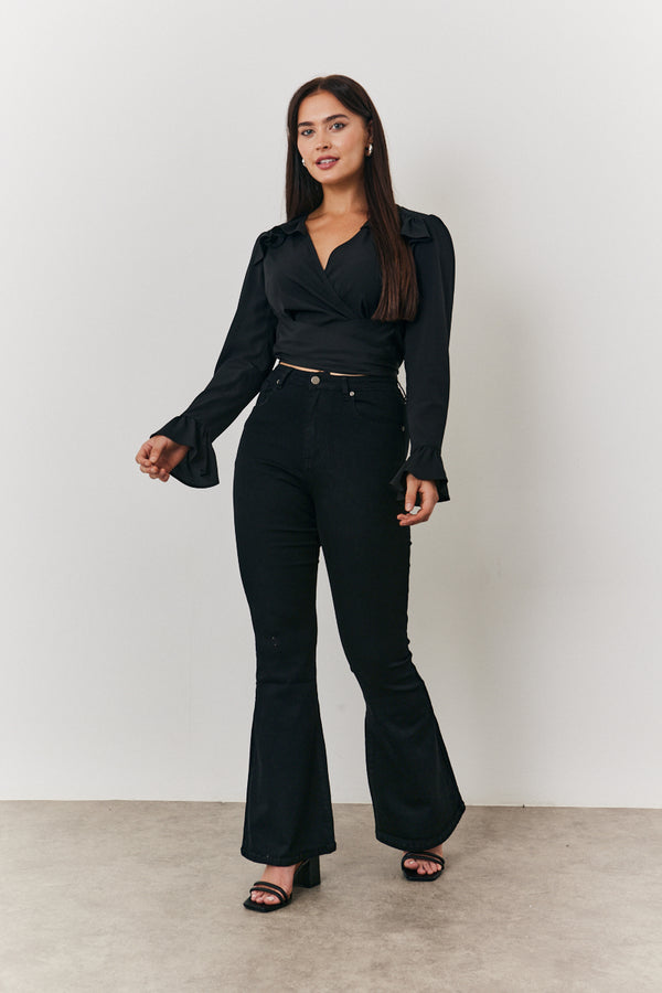 In The Style In The Style Wrap Blouse Black