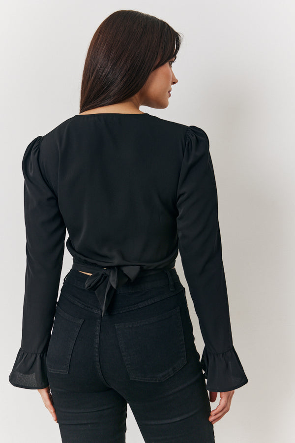 In The Style In The Style Wrap Blouse Black