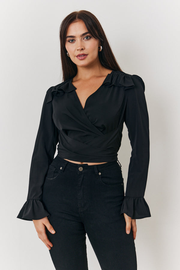 in the style In the Style Wrap Blouse Black