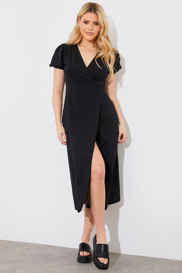In The Style In The Style Wrap Midaxi Dress Black