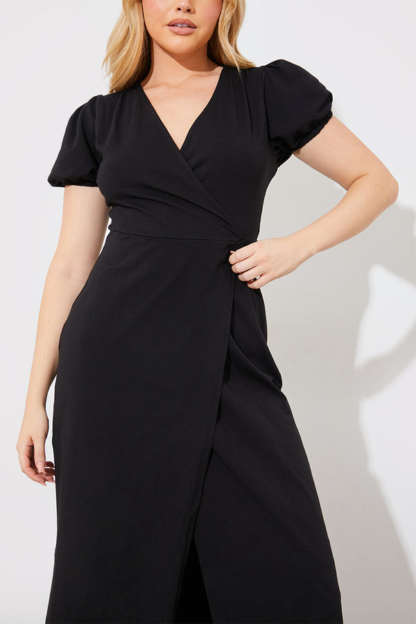 In The Style In The Style Wrap Midaxi Dress Black
