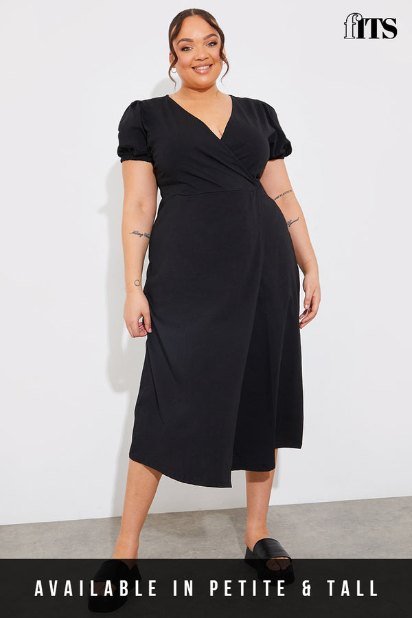 in the style In The Style Wrap Midaxi Dress Black