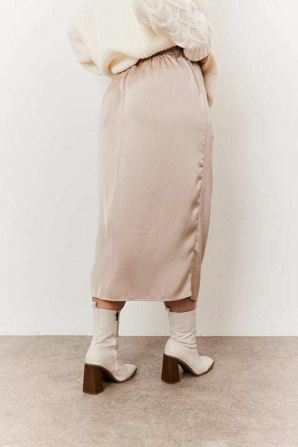 In The Style In The Style Wrap Midi Skirt Cream