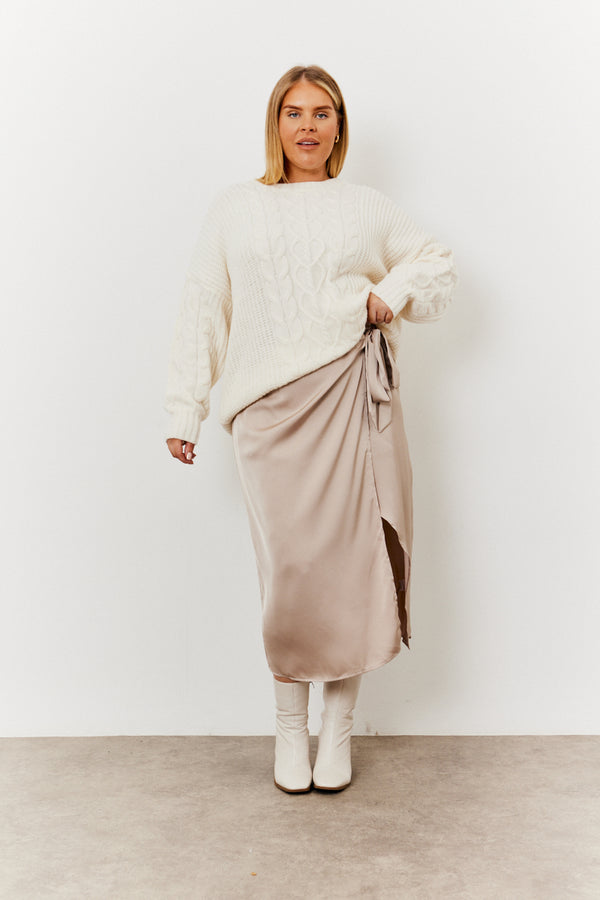 in the style In the Style Wrap Midi Skirt Cream