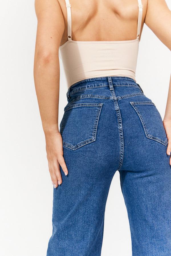 In The Style In The Style Isla Wide Leg Jeans Midblue